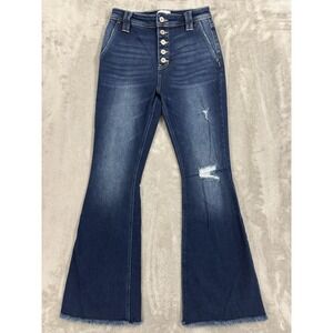 KanCan Dark Blue High-Rise Button-Fly Bootcut Jeans